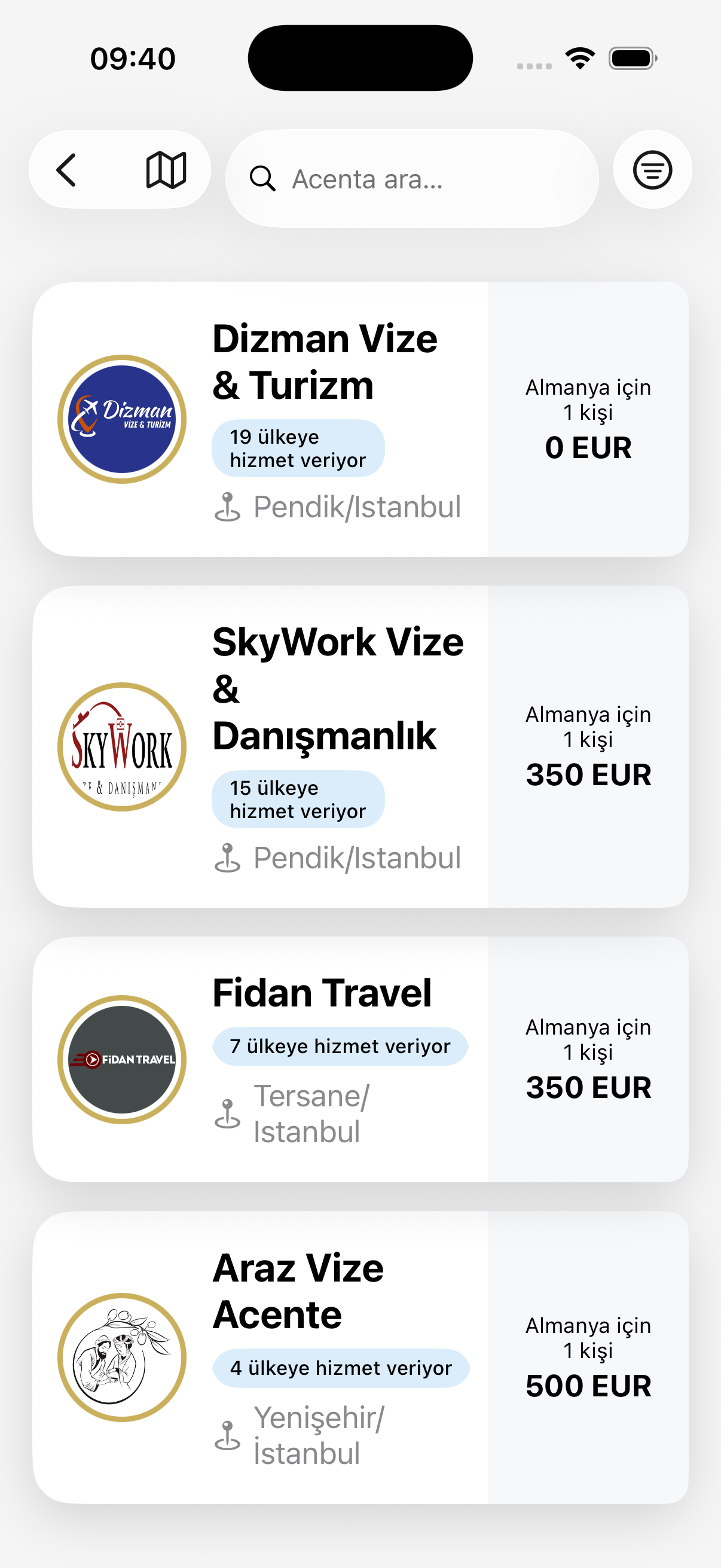 iziViza uygulama ekranı 3