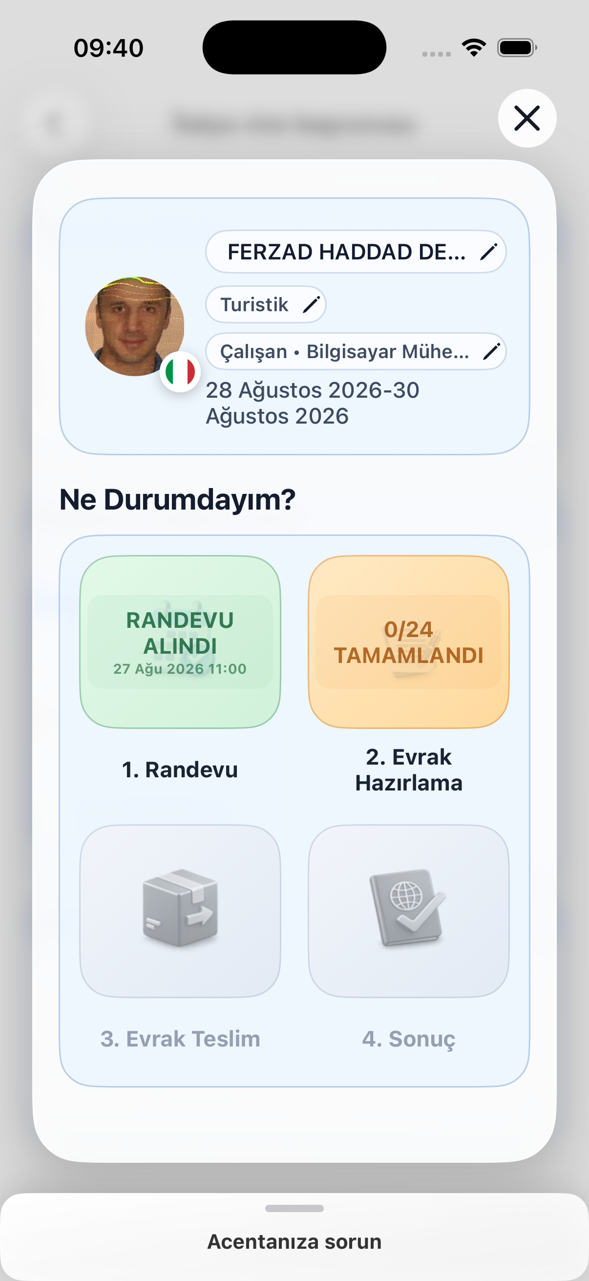 iziViza uygulama ekranı 6